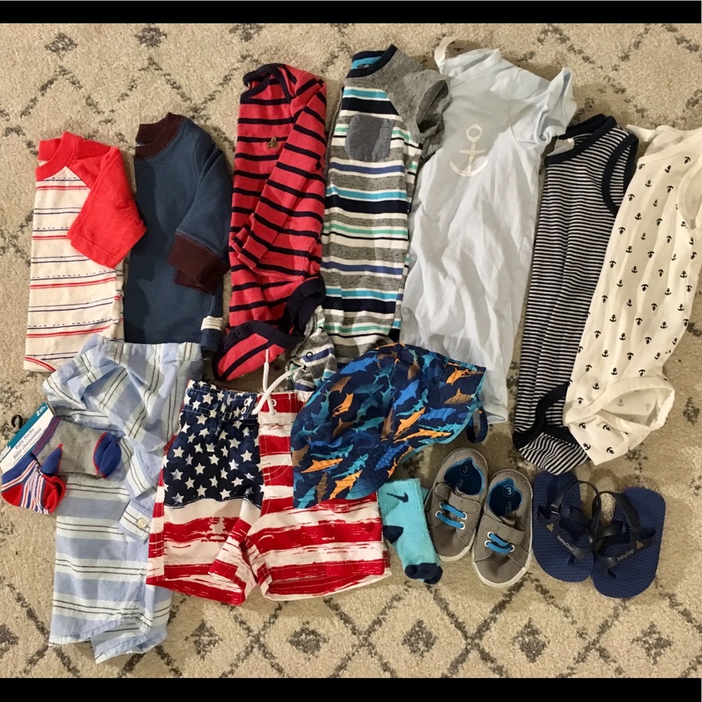 Baby Boy Lot 3-9 Months range romper shirt shoes